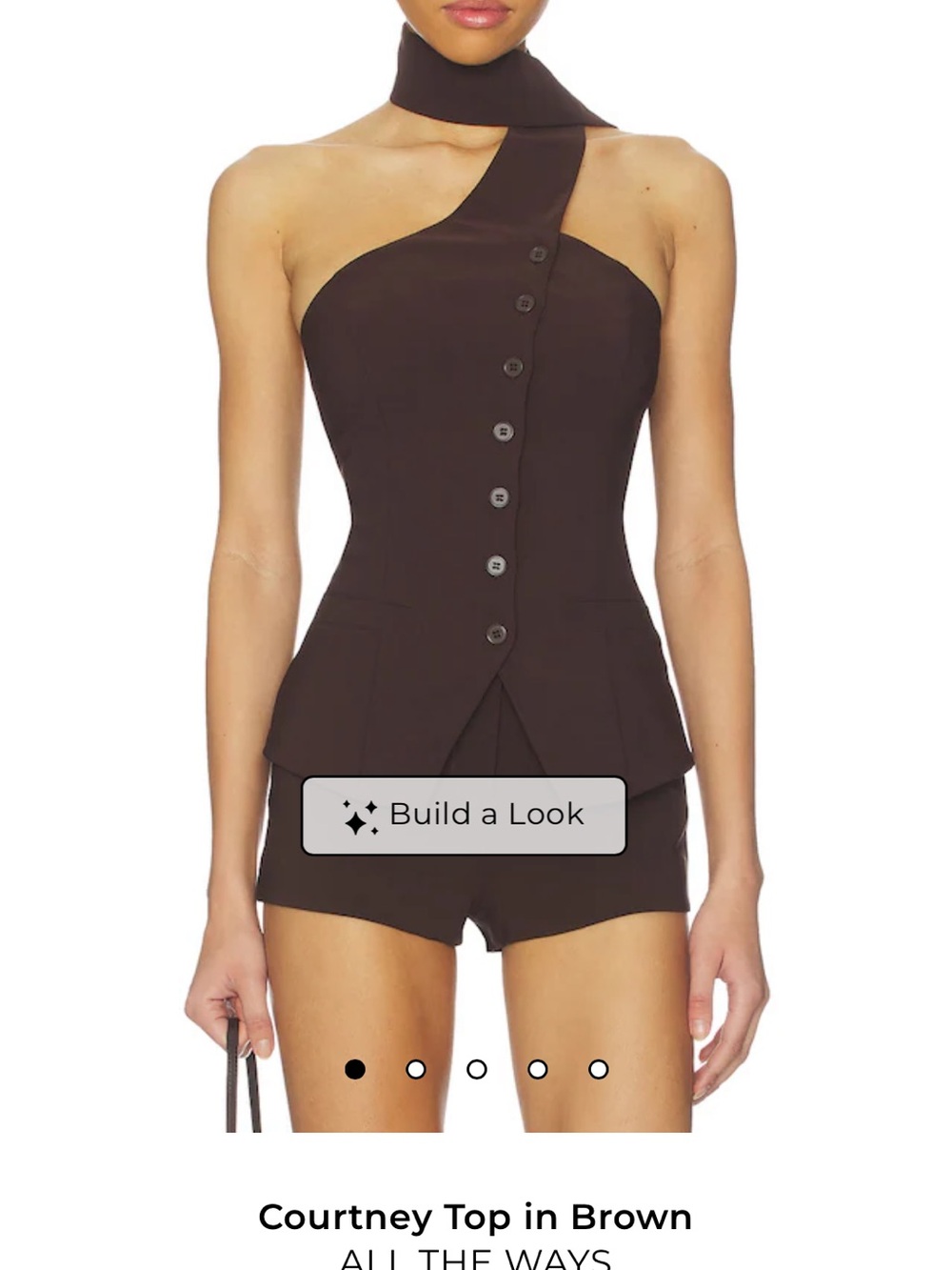 All the Ways Courtney One-Shoulder vest style Brown Top